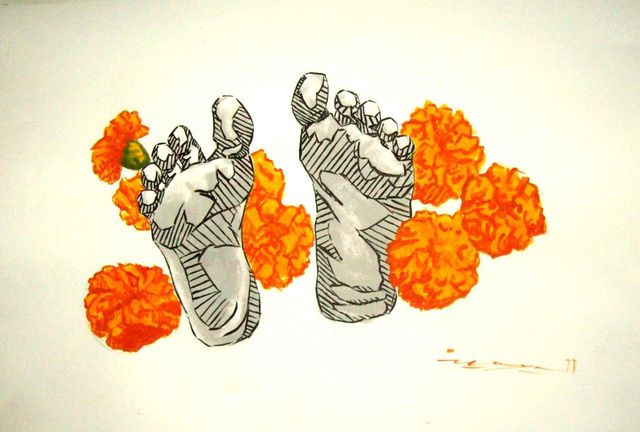 Wilbert Edel García Maya, Muerto para una ofrenda, 2011, Acrílico sobre papel, 50 x 66 cm