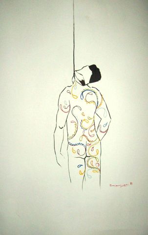 Wilbert Edel García Maya, Día de muertos, 2011, Acrílico sobre papel, 66 x 50 cm