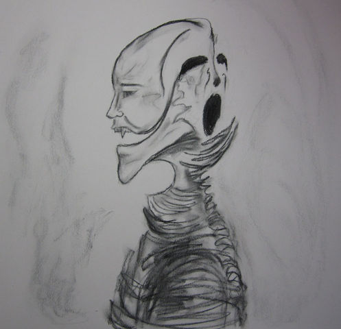 Nombre de la obra: parte de la serie Vampiros y Princesas - sin titulo
Autor: Ximena Alonso Orozco 
Técnica: carboncillo
Medidas: 50cm x 50cm
Año de realización: 2011
